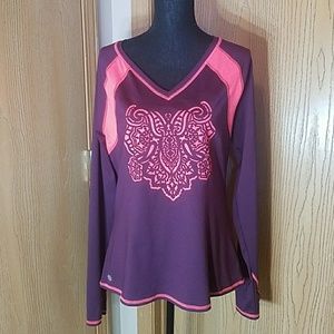 Athleta Workout Geometric Art Design Stretch Shirt